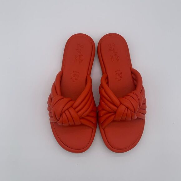 NEW Seychelles Simply The Best Orange Red Slide Sandals Casual - Picture 9 of 9